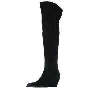 Sam Edelman Julee Over The Knee Boot 6.5 Black Suede Western Pointed Toe NWOT